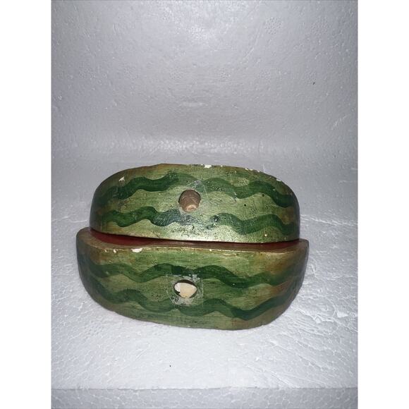 Vintage Watermelon Salt and Pepper Shakers Set Wedges Summer Red Ceramic Plaster - Picture 8 of 8